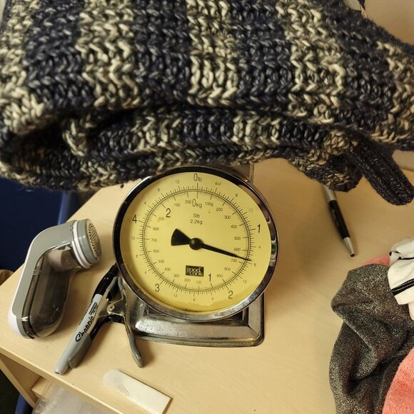 Victorias‎ Secret Womens L Sweater Bulky Blue Gray Stripe Chunky Knit Wool Blend - Picture 13 of 13